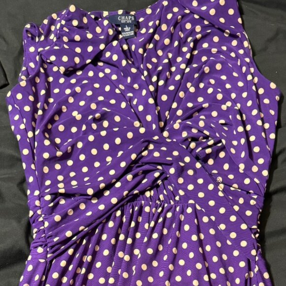Spring Chaps purple polka dot sleeveless dress-L - Picture 1 of 3